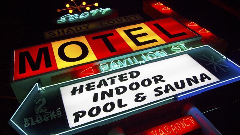 neon sign for scott shady court motel