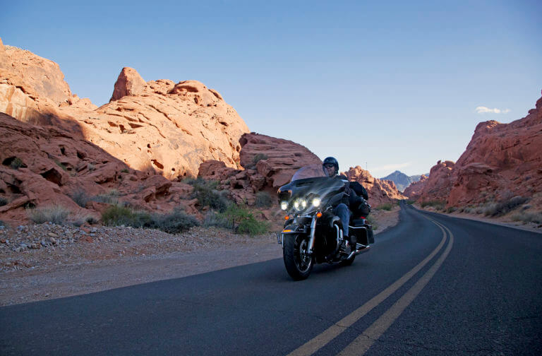 cruising bike at valley of fire scenic byway