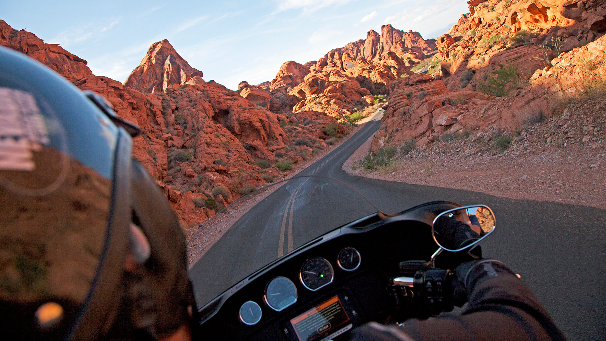 man on a bike on valley of fire scenic byway