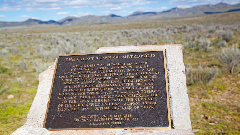 informational plaque at metropolis ghost town