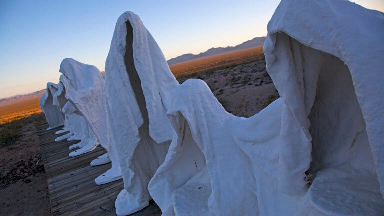 statue art at goldwell open air museum in rhyolite