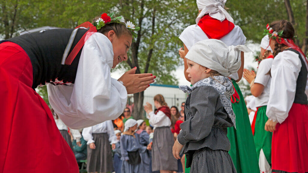 group in basque attire