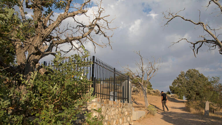 person walking to silver terrace cemetery