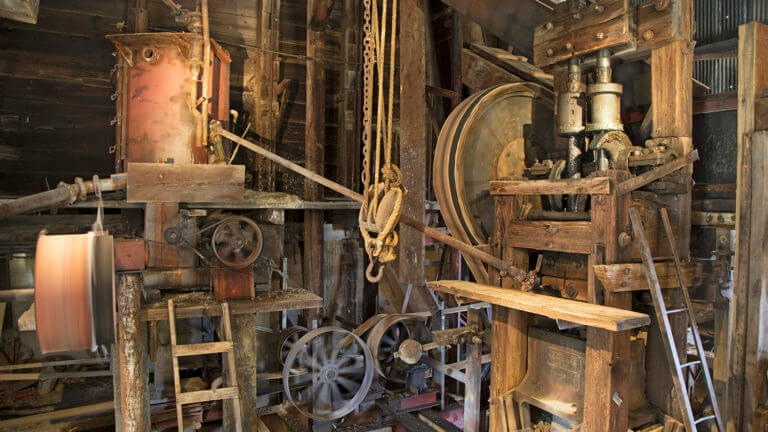 inside comstock gold mill