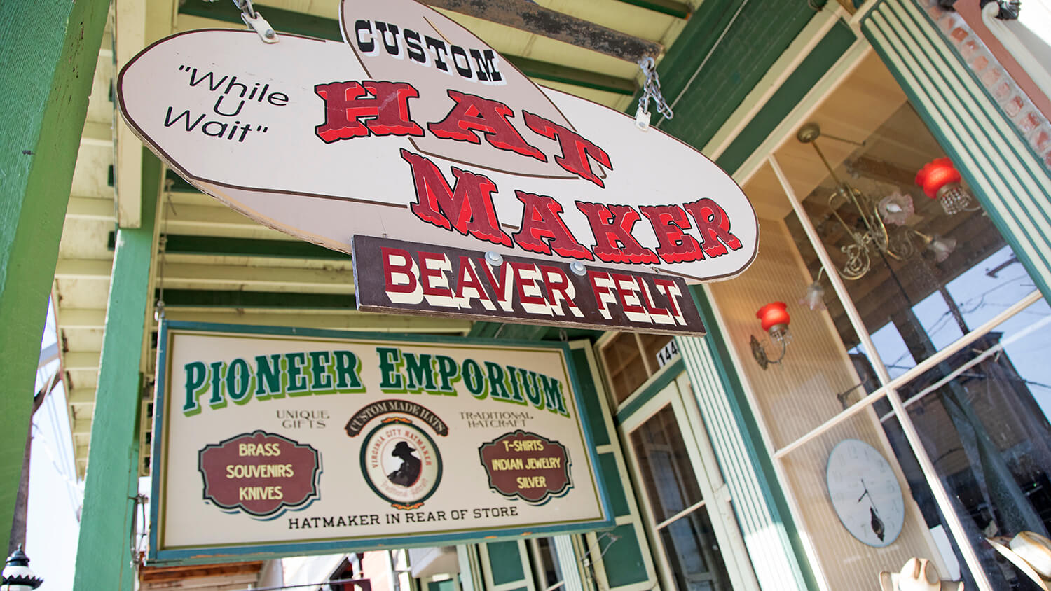 sign for the virginia city hat maker