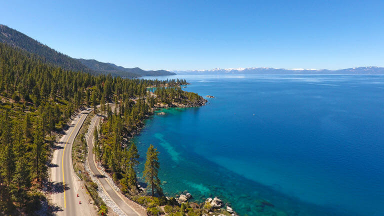 aerial view of tahoe east shore trail