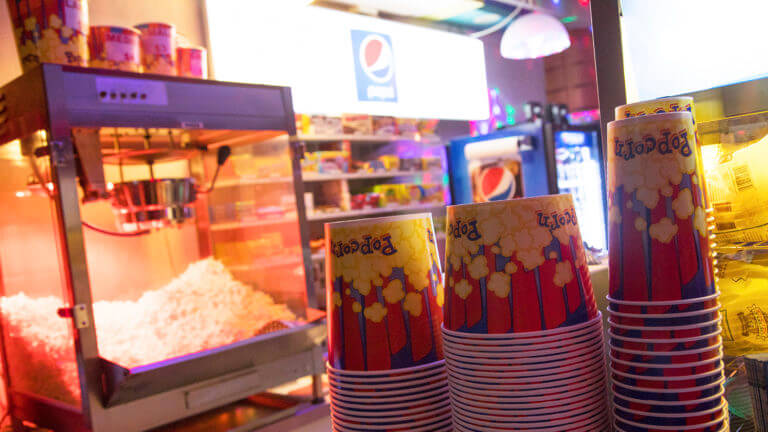 popcorn machine at the historic central theater