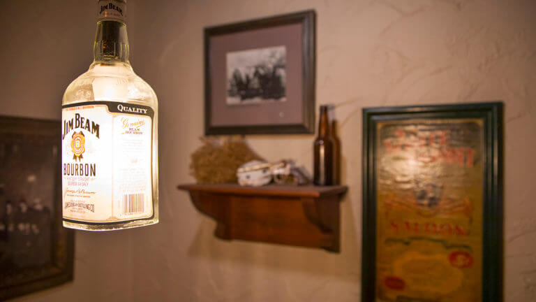 jim beam bottle light at cellblock steakhouse