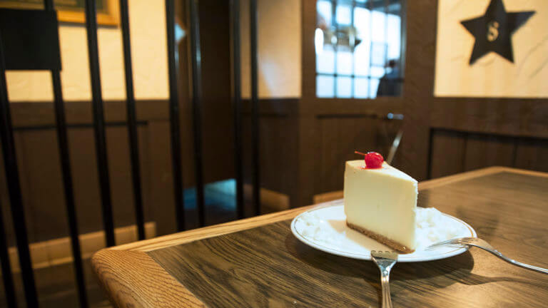slice of cake at cellblock steakhouse