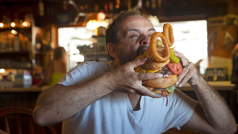 man eating middlegate station monster burger