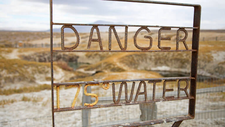 danger sign for hot water