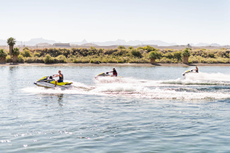 jet skis racing at rocky river adventure center