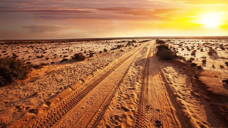 Nevada dirt road & sunset