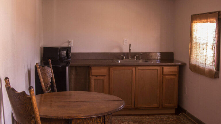 kitchen in a room at goldfield stop inn