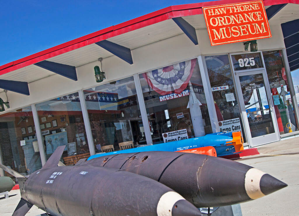 bombs on display at hawthorne ordnance museum