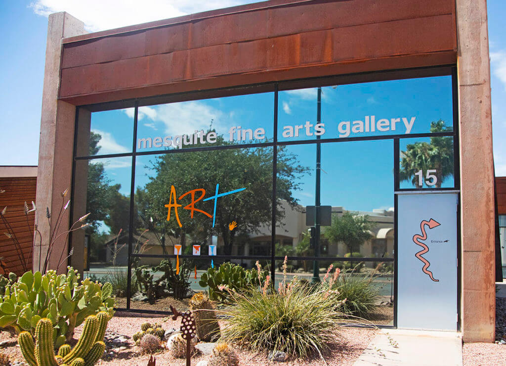 front windows of the mesquite fine arts gallery