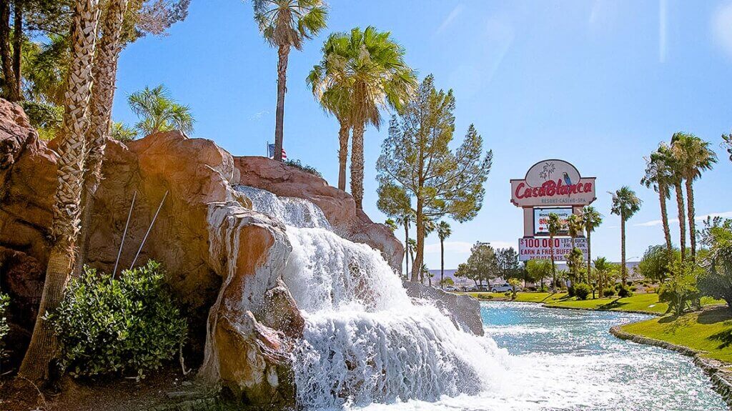 waterfall at the casablanca resort and casino