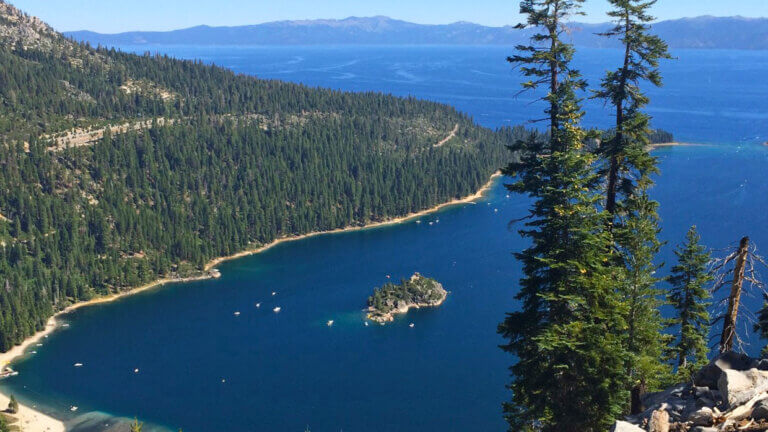 aerial view of emerald bay