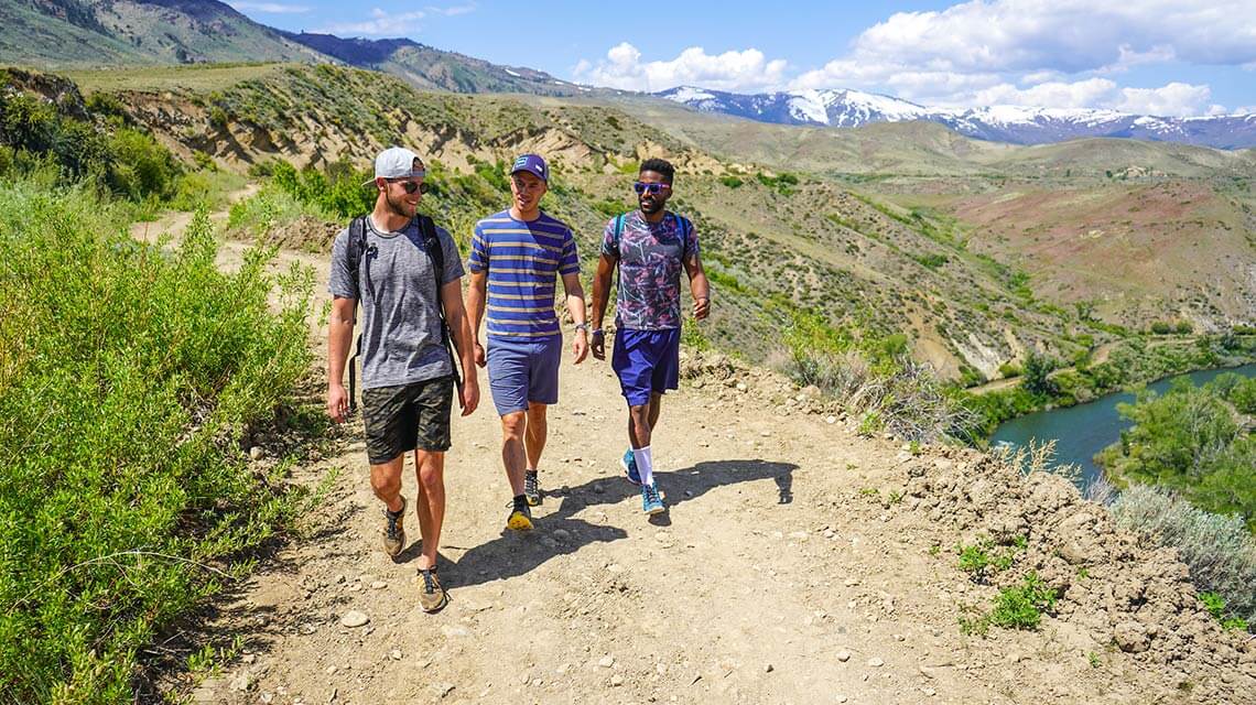 three men hiking hunter creek trail reno nevada