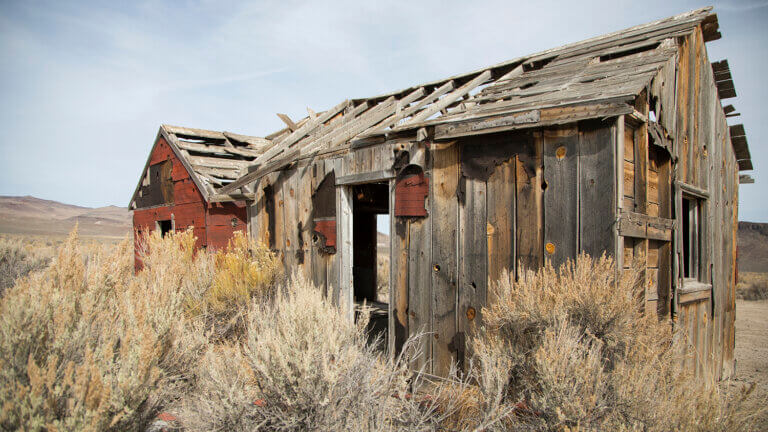 broken down cabin in high rock canyon