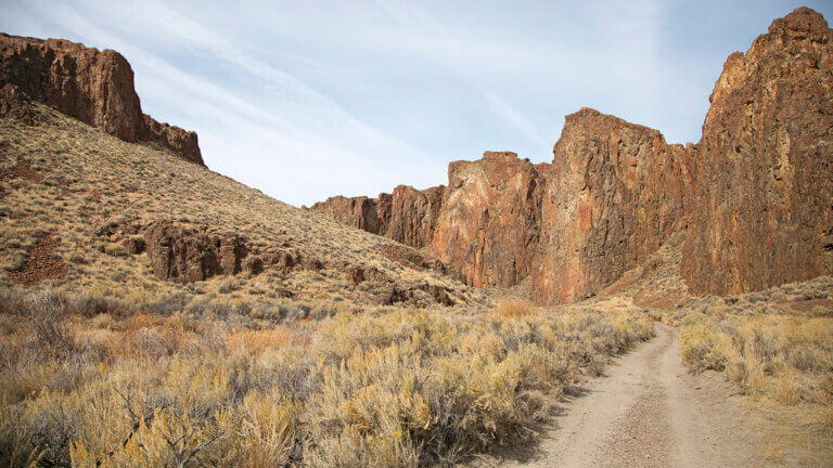 dirt road into high rock canyon