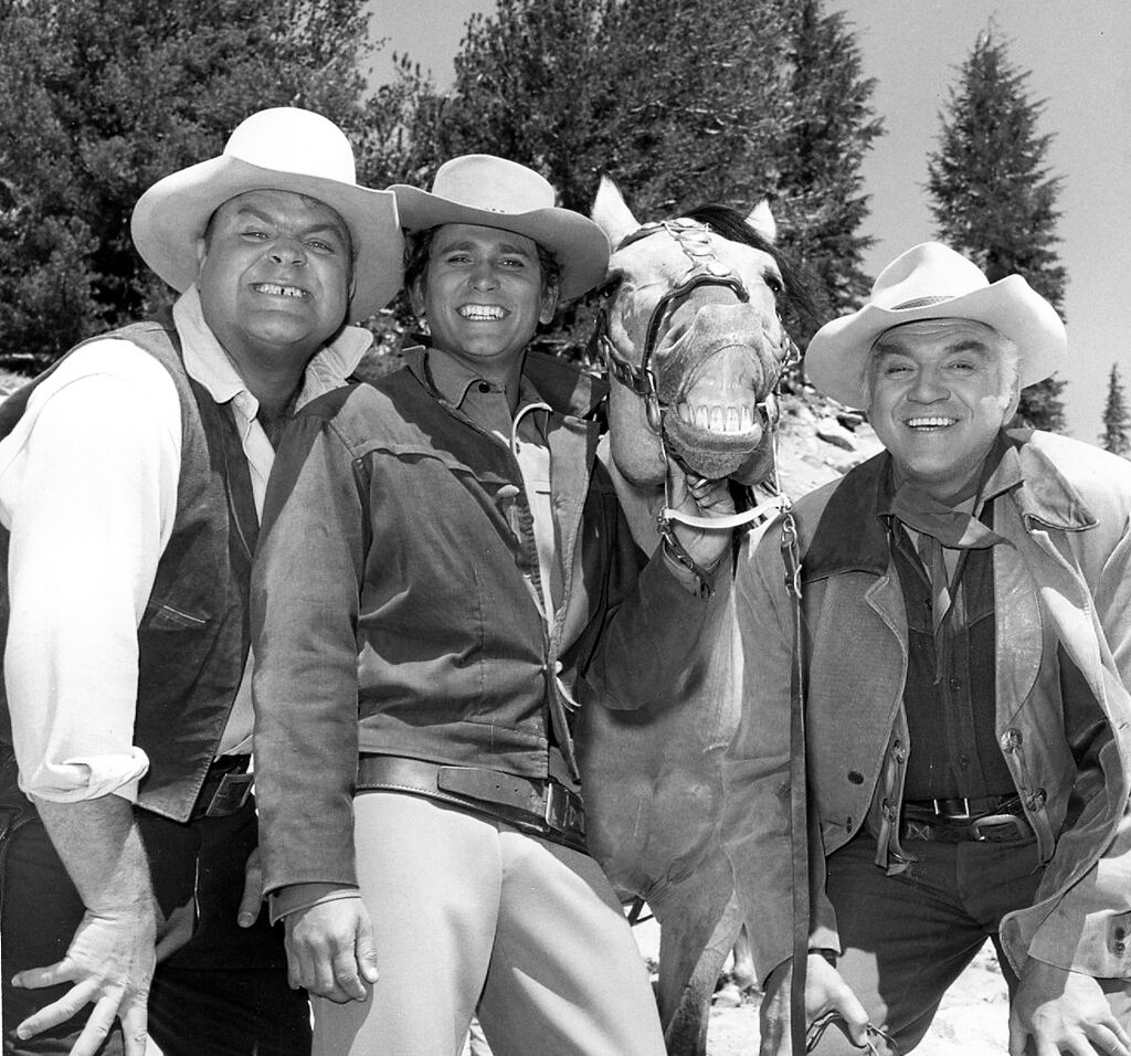 cast of bonanza posing at the ponderosa ranch in north lake tahoe