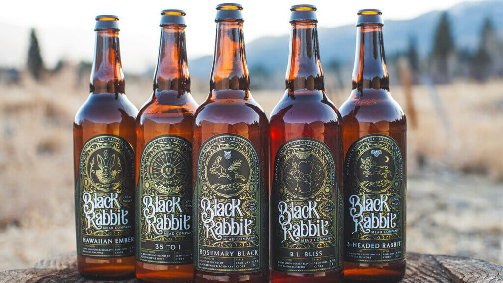 black rabbit mead beer bottles