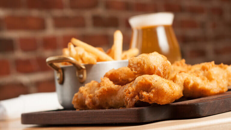 chicken tenders at depot craft brewery distillery