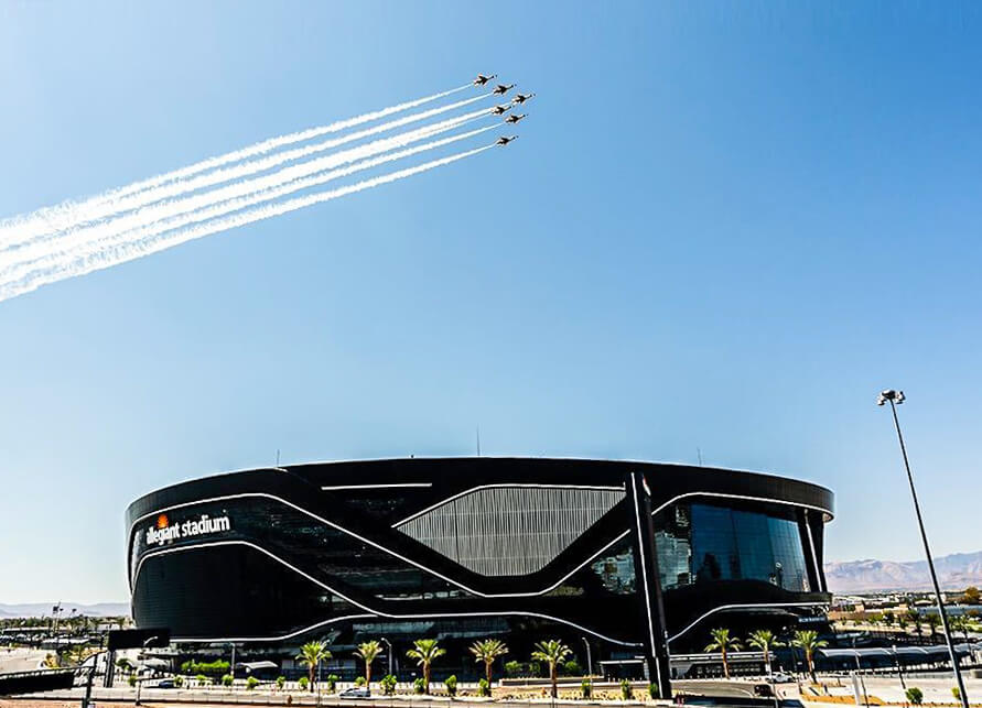 jets flying over allegiant stadium