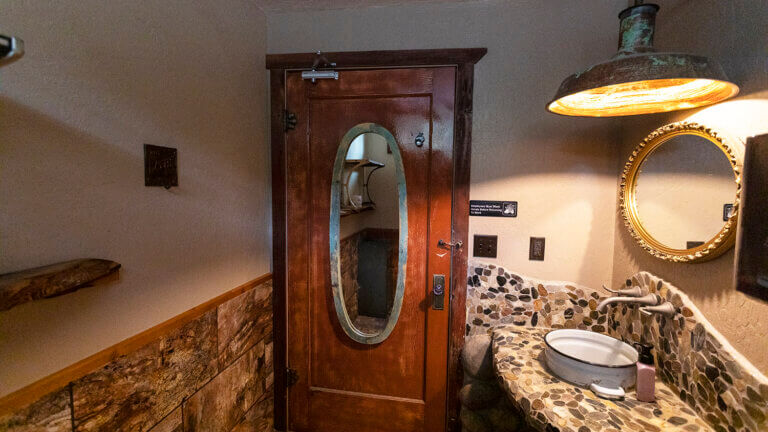 bathroom at stone cabin coffee shop