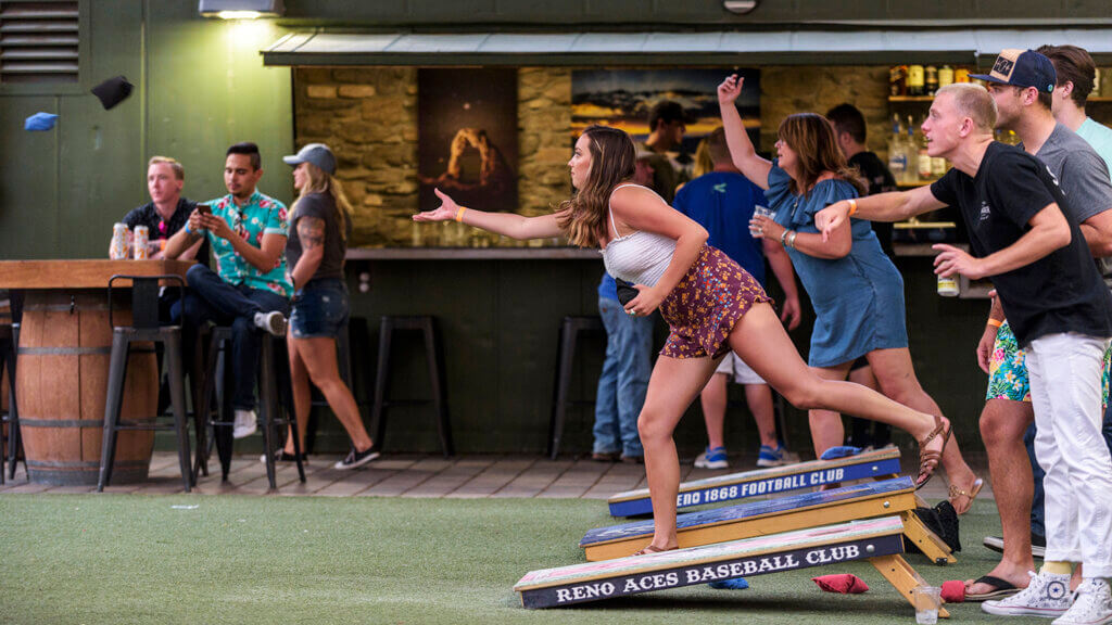 playing cornhole