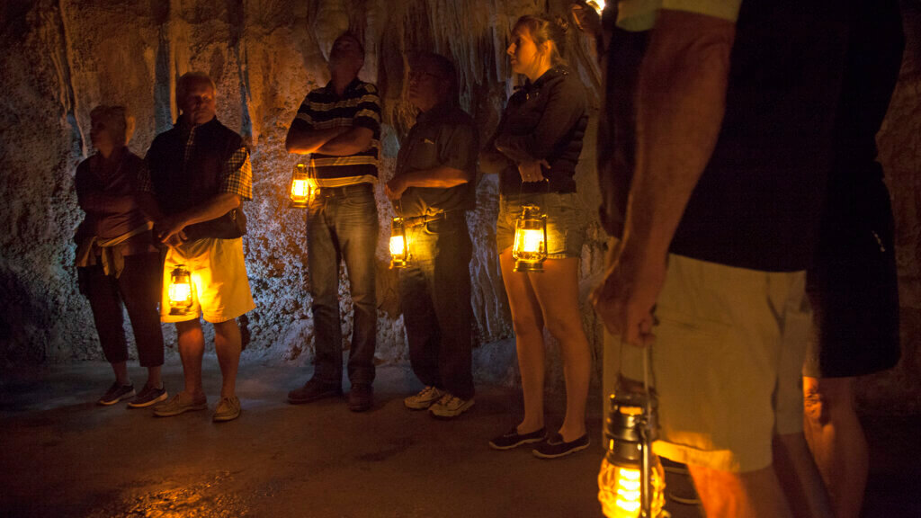 tour group inside the lehman caves