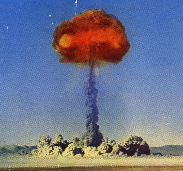explosion from an atomic bomb test in nevada