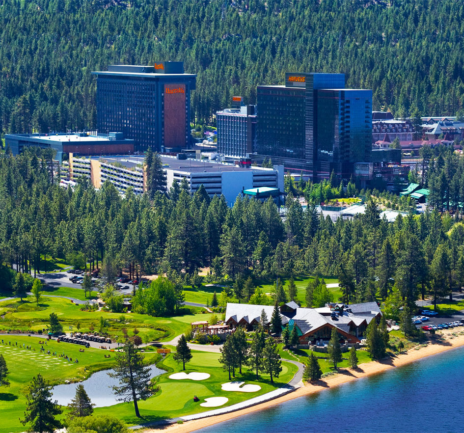 aerial view of south lake tahoe hotels