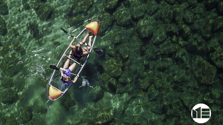 aerial view of a kayak on lake tahoe