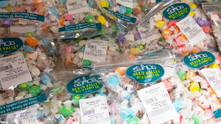 variety of candy for sale at the death valley nut and candy company