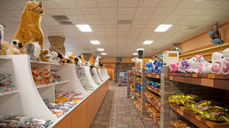 candy and stuffed animal aisle at the death valley nut and candy company