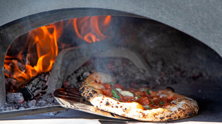 pizza being cooked