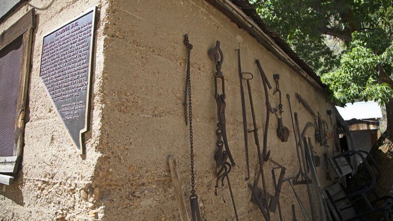 tools hanging on the wall at historic jarbidge jail