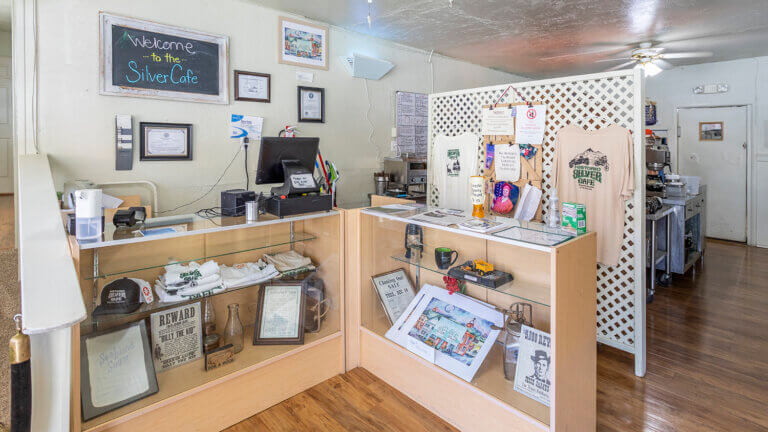 checkout counter of the historic silver cafe