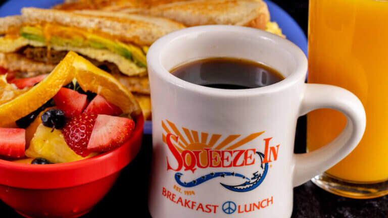 coffee and breakfast at Squeeze In