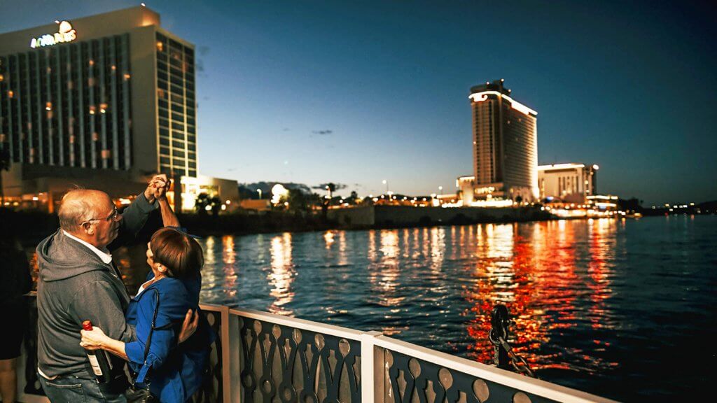 couple dancing on a laughlin river tour boat