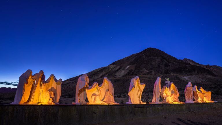 goldwell open air museum statues at night