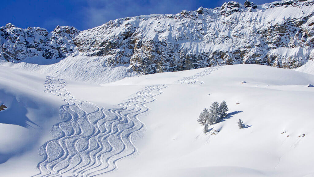 ski tracks on the ruby mountains