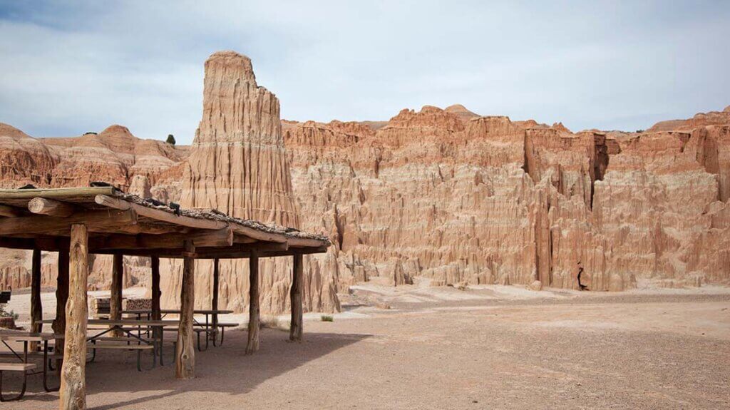 picnic tables at cathedral gorge