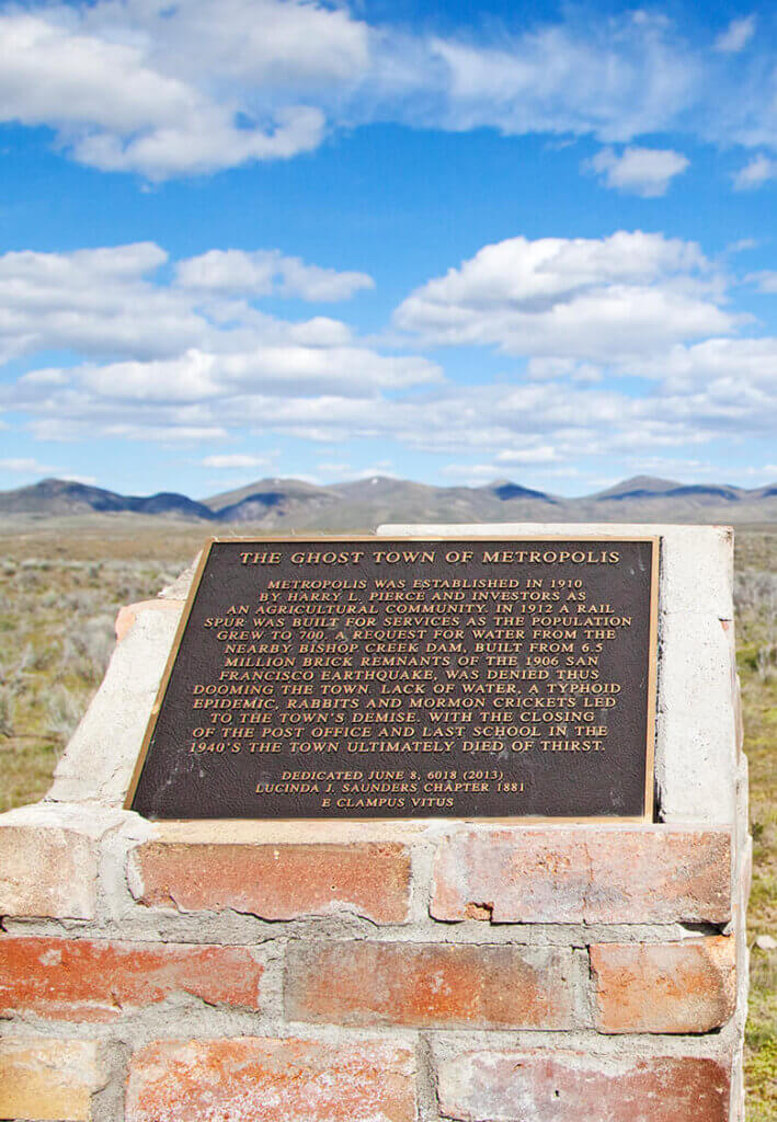 dedication plaque for metropolis ghost town