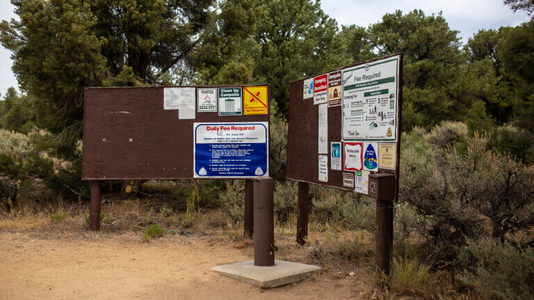 bulletin board at Bob Scott Campground