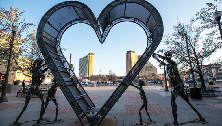 heart sculpture at sparks art walk