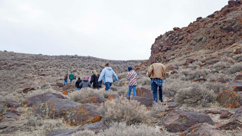 people on the trail to hidden cave