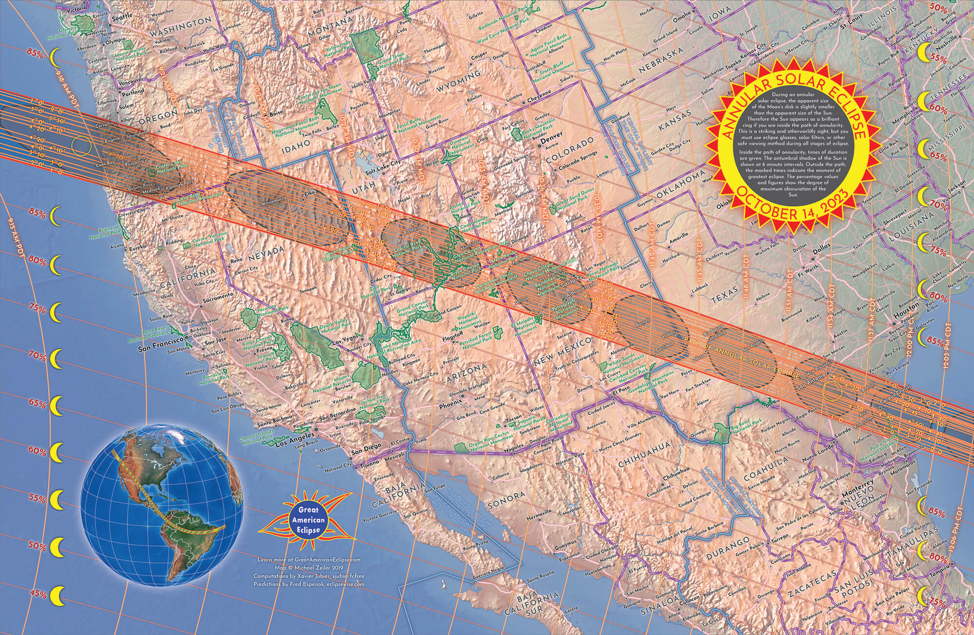 path of october 14 2023 eclipse